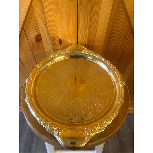 Vintage Gold Plated Coffee Tea Tray (5703) - Picture 4 of 6